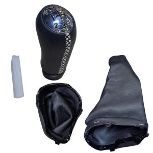 POMO PERILLA CON FUNDA PALANCA CAMBIOS RENAULT LOGAN SANDERO STEPWAY(MODELOS 2016 EN ADELANTE) EN CUERO HILO BLANCO